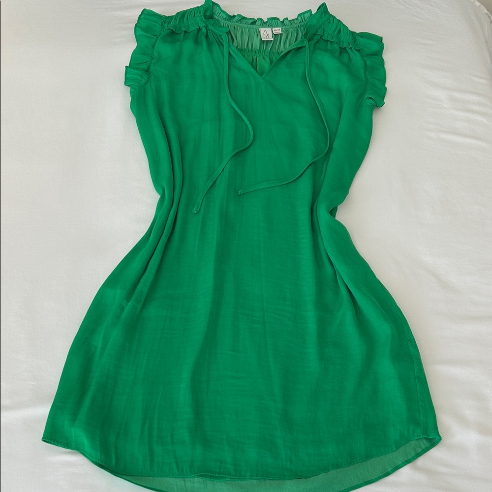 Joie Green Ruffled Mini Dress